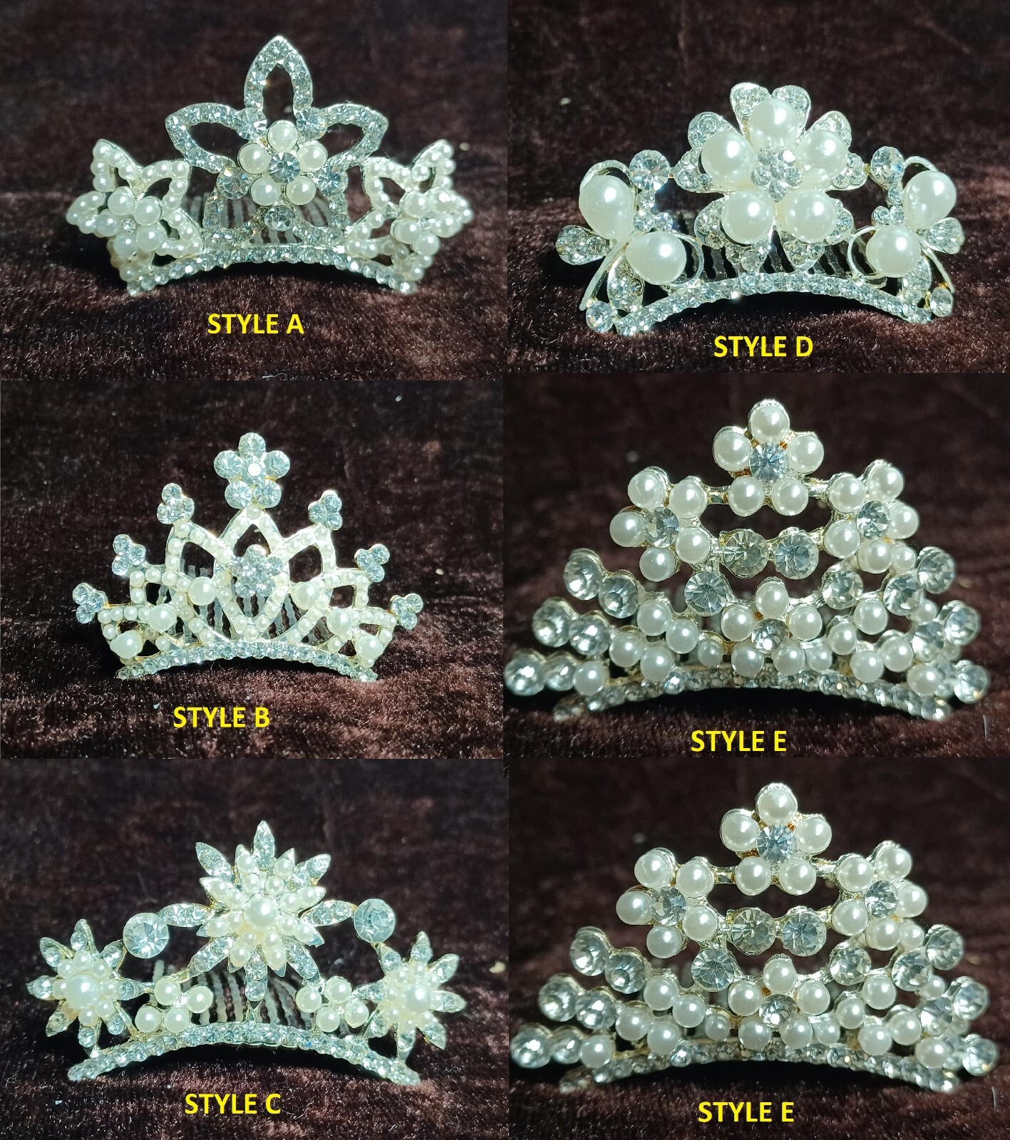 52 Pc W/3 Styles Wholesales Lots Crystal Photo Prop Baby Princess Tiara Crown