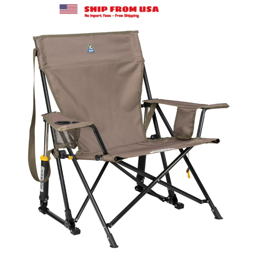GCI Outdoor Kickback Rocker Low Profile Rocking Camp Chair, Aged Fatigue