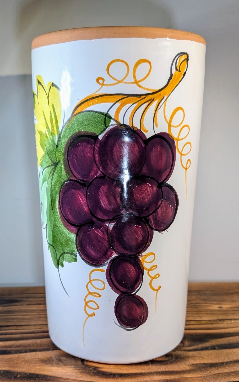 Pier 1 One Terracotta Glazed Purple Grapes Wine Chiller Cooler EUC