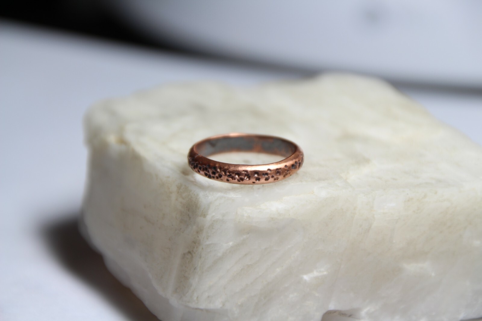 Copper Ring Stackable Hammered Rings band Size 5.5 Promise Ring Unisex 3mm width
