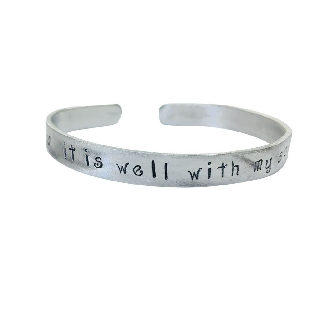 It is well with my soul, faith Christian handstamped cuff bracelet FREE SHIPPING