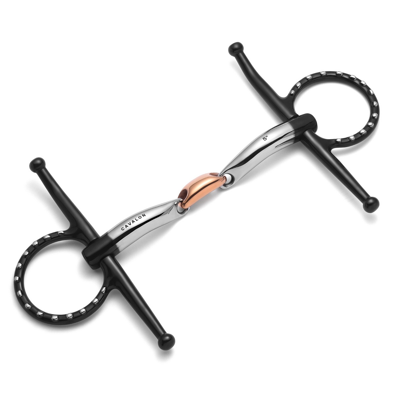 Cavalon Full Cheek Lozenge Silver Dotted Snaffle Bit