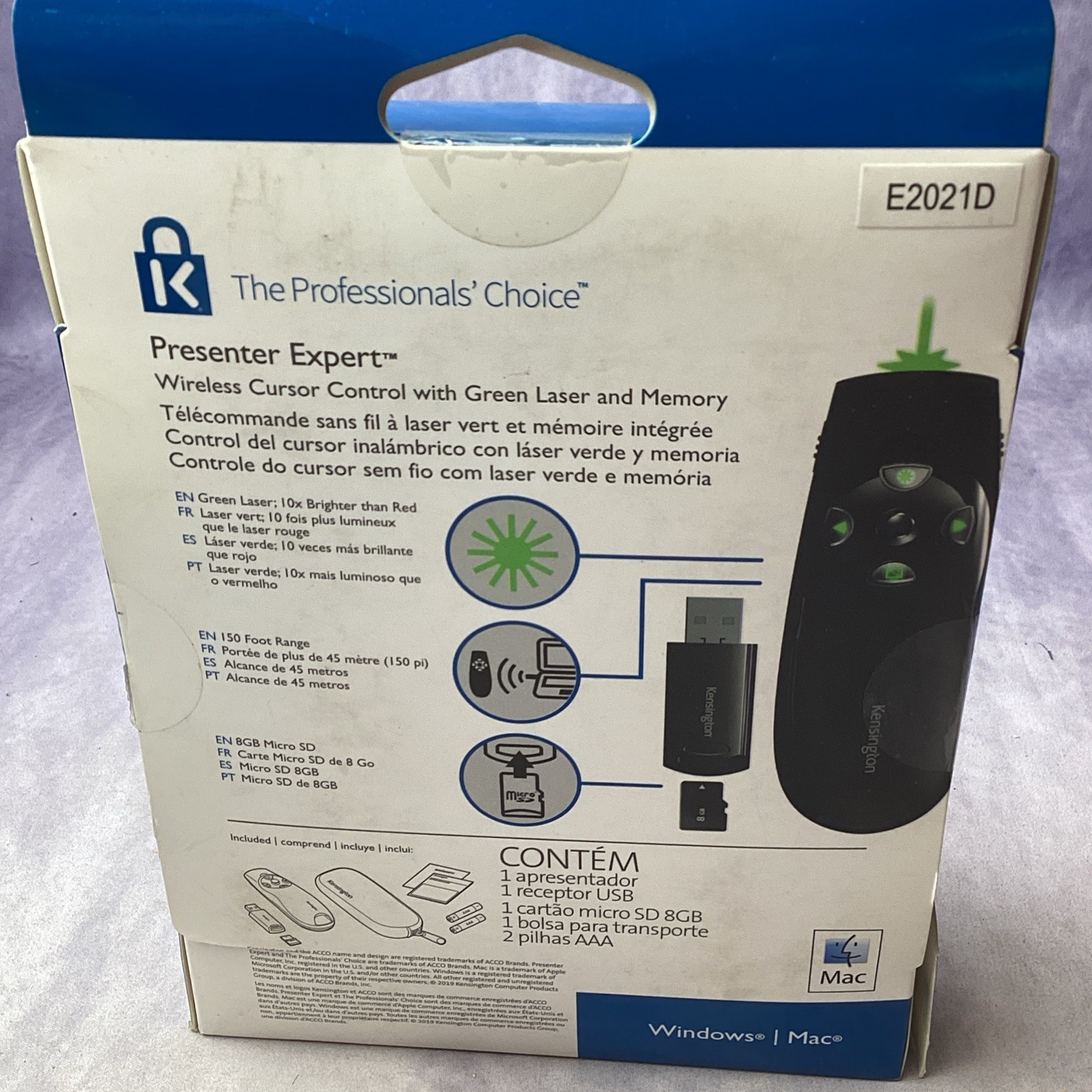 NIB Kensington Expert Wireless Presenter w Green Laser Pointer & Cursor Control