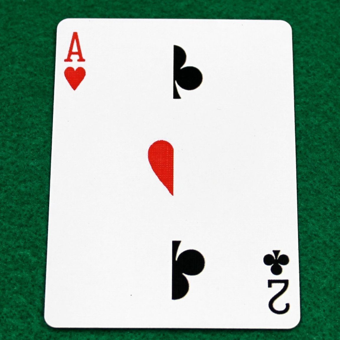 Ace of Hearts / 2 of Clubs, Half Vertical, Bicycle Printed Gaff Card, Blue