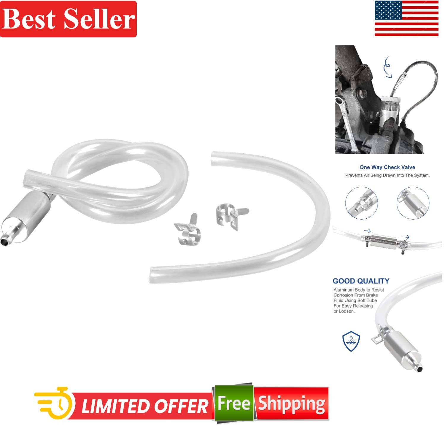 Motorcycle Brake Bleeder Bleeding Tool Kit Compatible with Clutch System