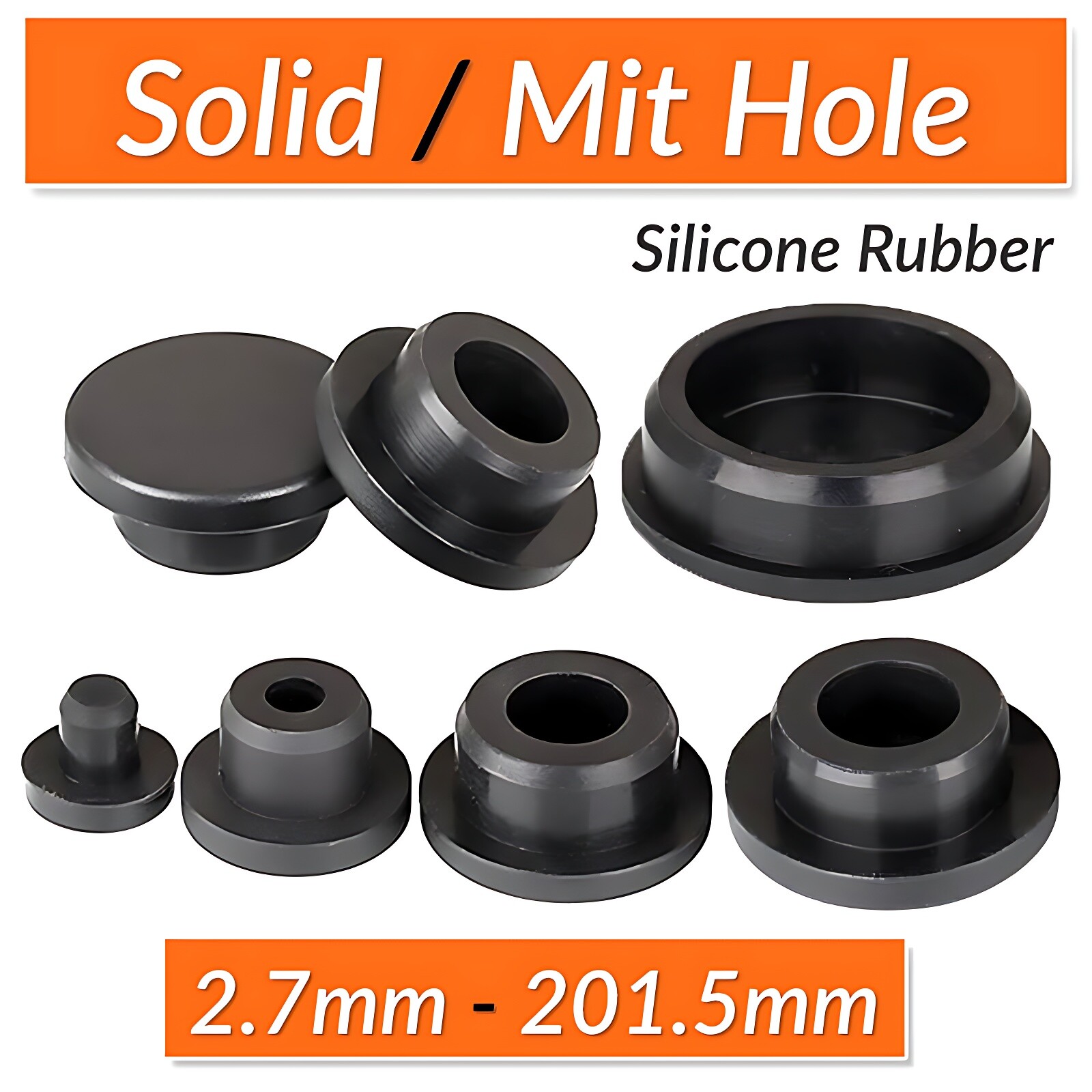 Round Silicone Rubber Round Hole Plugs Blanking End Cap Tube Pipe Insert Bung