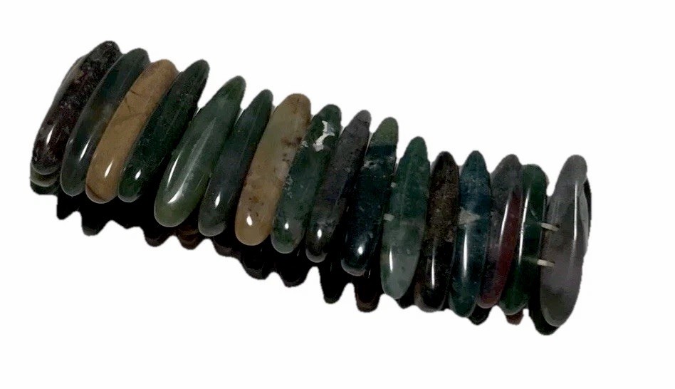 Natural gemstone bracelet with good stretch/ 7 in round/ blues and greens