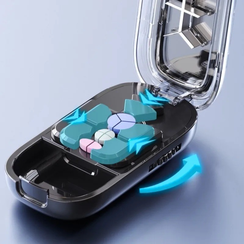 New Quartering Pill Cutter Storage Box Portable Drug Tablet Medicine Dustproof D