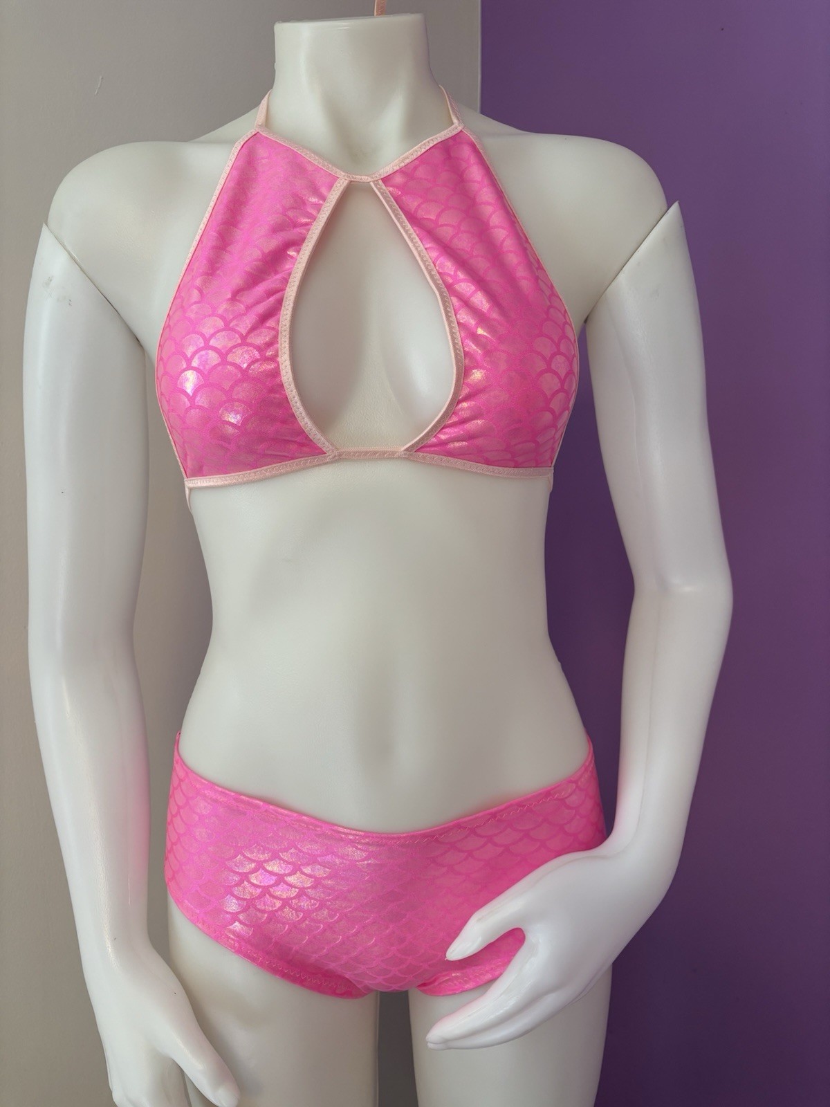 Pink Mermaid Metallic 2 Piece Dancewear Outfit S/M Brand New