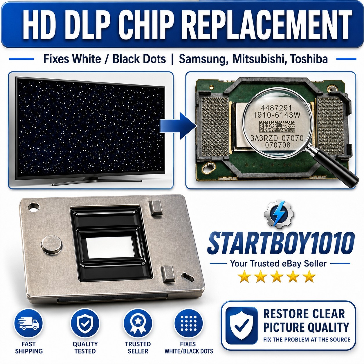 Genuine  Mitsubishi DLP Chip 1910-6143W 4719-001997 276P595010 WD-60735