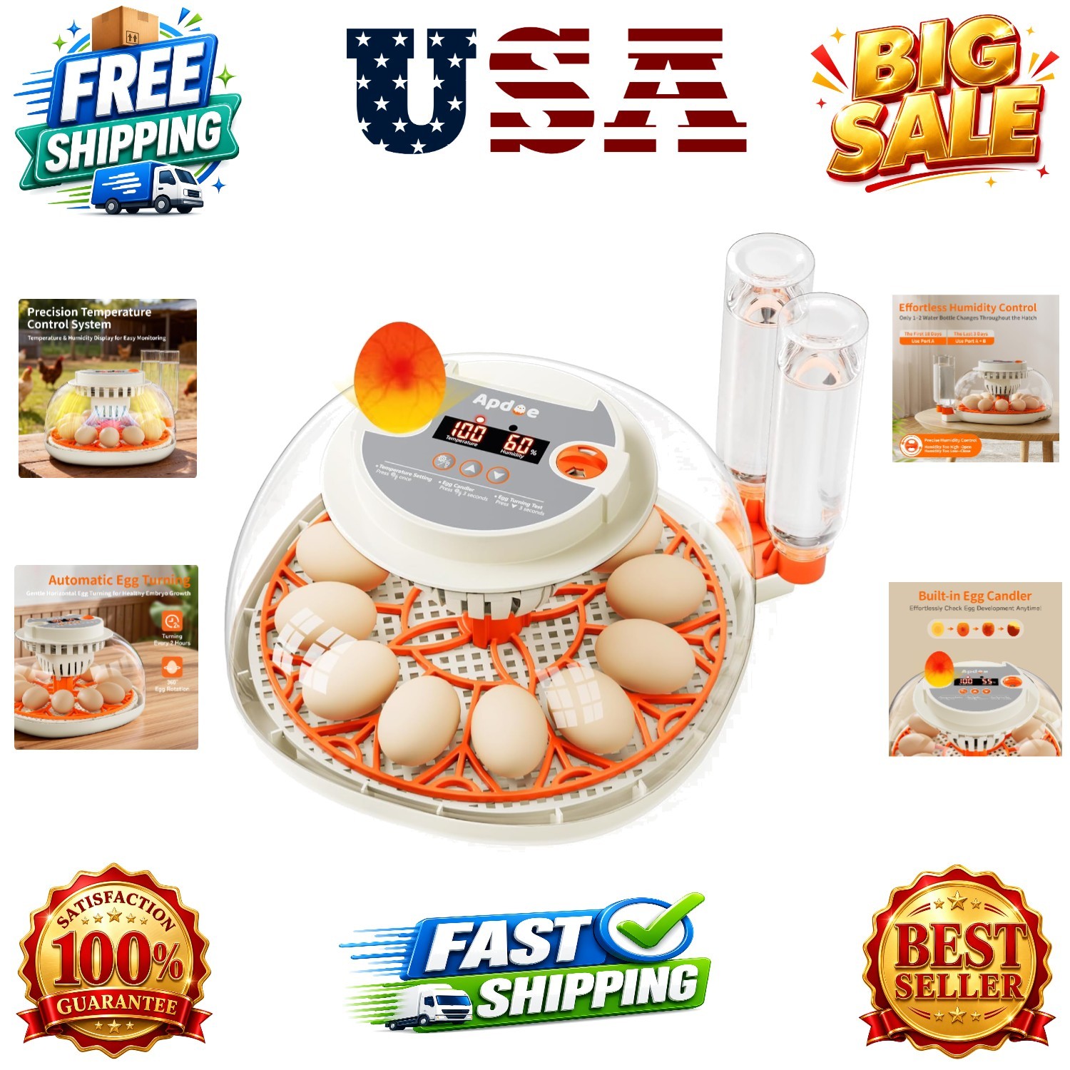 s for Hatching Eggs, Temperature and Humidity Control, Automatic Egg Turning,...