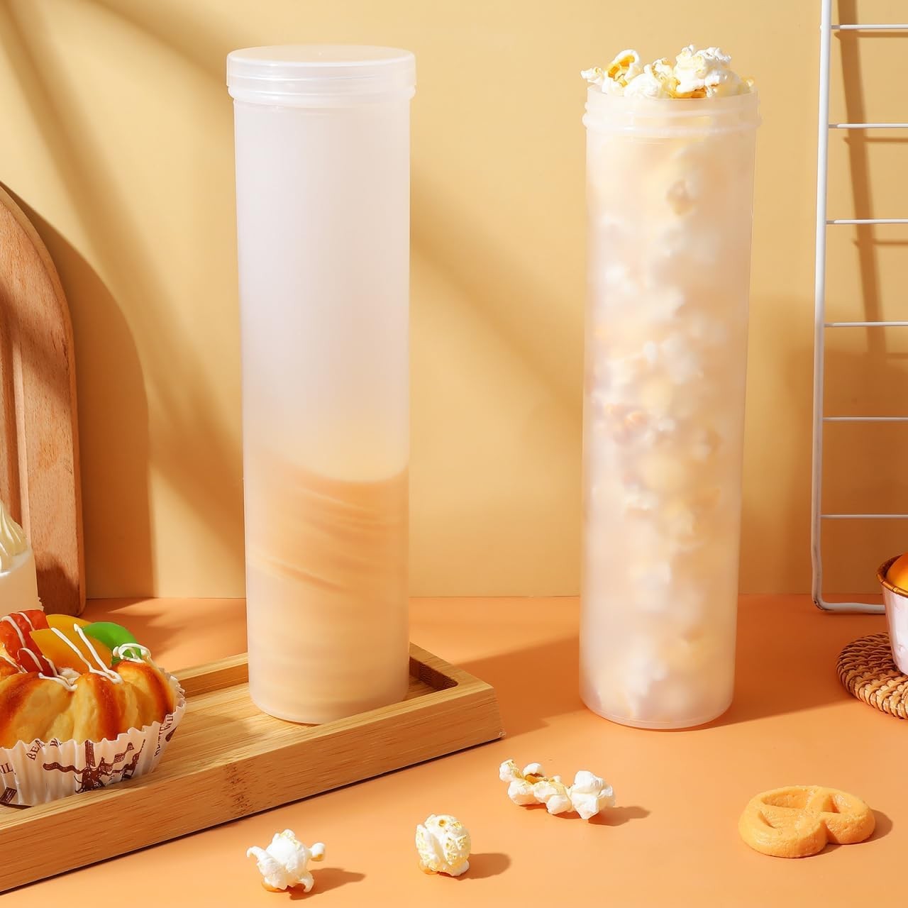 2Pcs Clear Cylinder Cookie Containers Airtight Cookie Holder Stora Box
