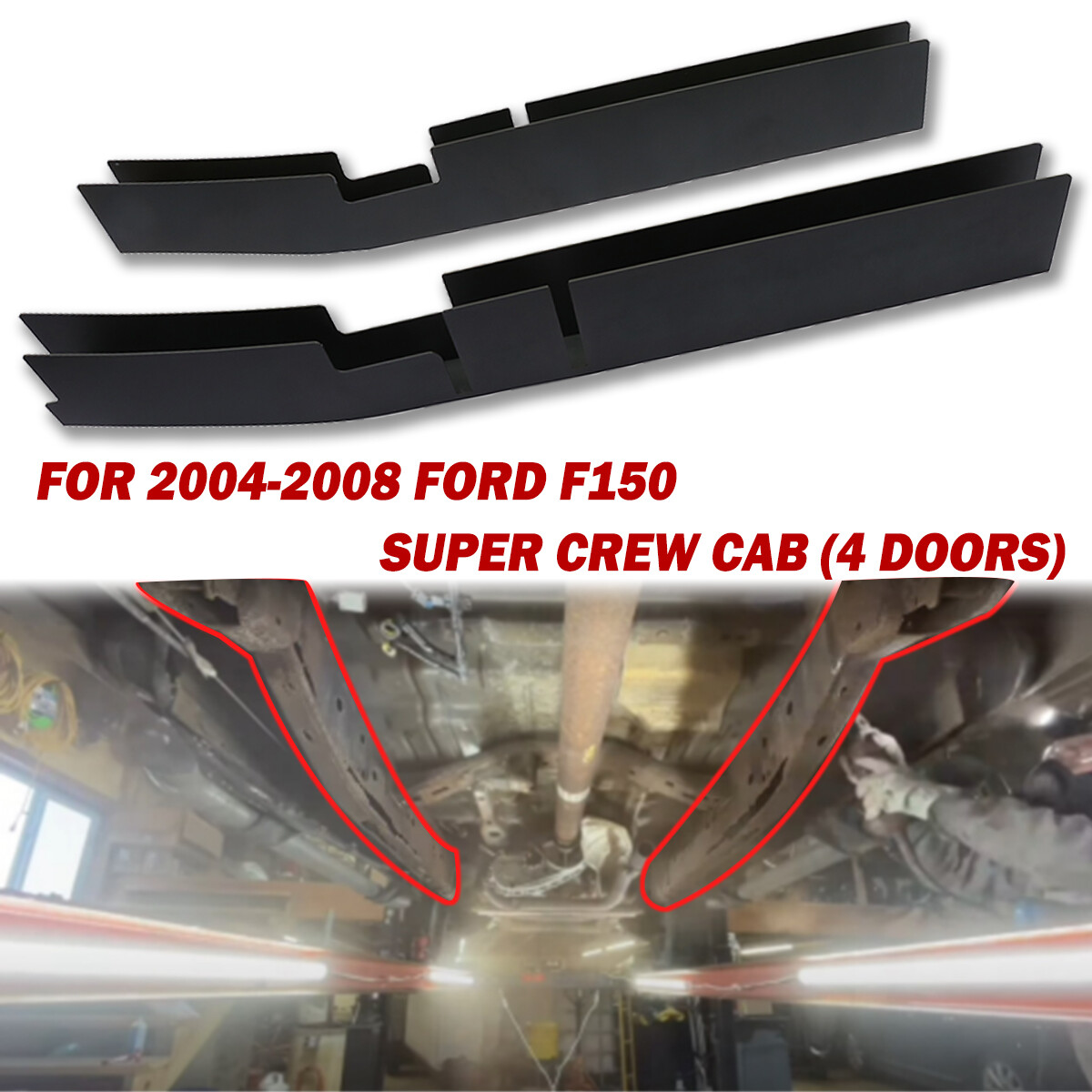Mid Frame Rail Rust Repair Set For 2004-2008 Ford F150 Super Crew Cab (4 Doors)