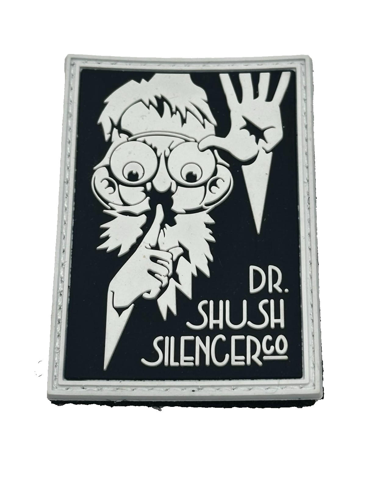 SHOT Show SilencerCo "Dr SHUSH" (White Border) Limited Patch, Hook & Loop, NEW