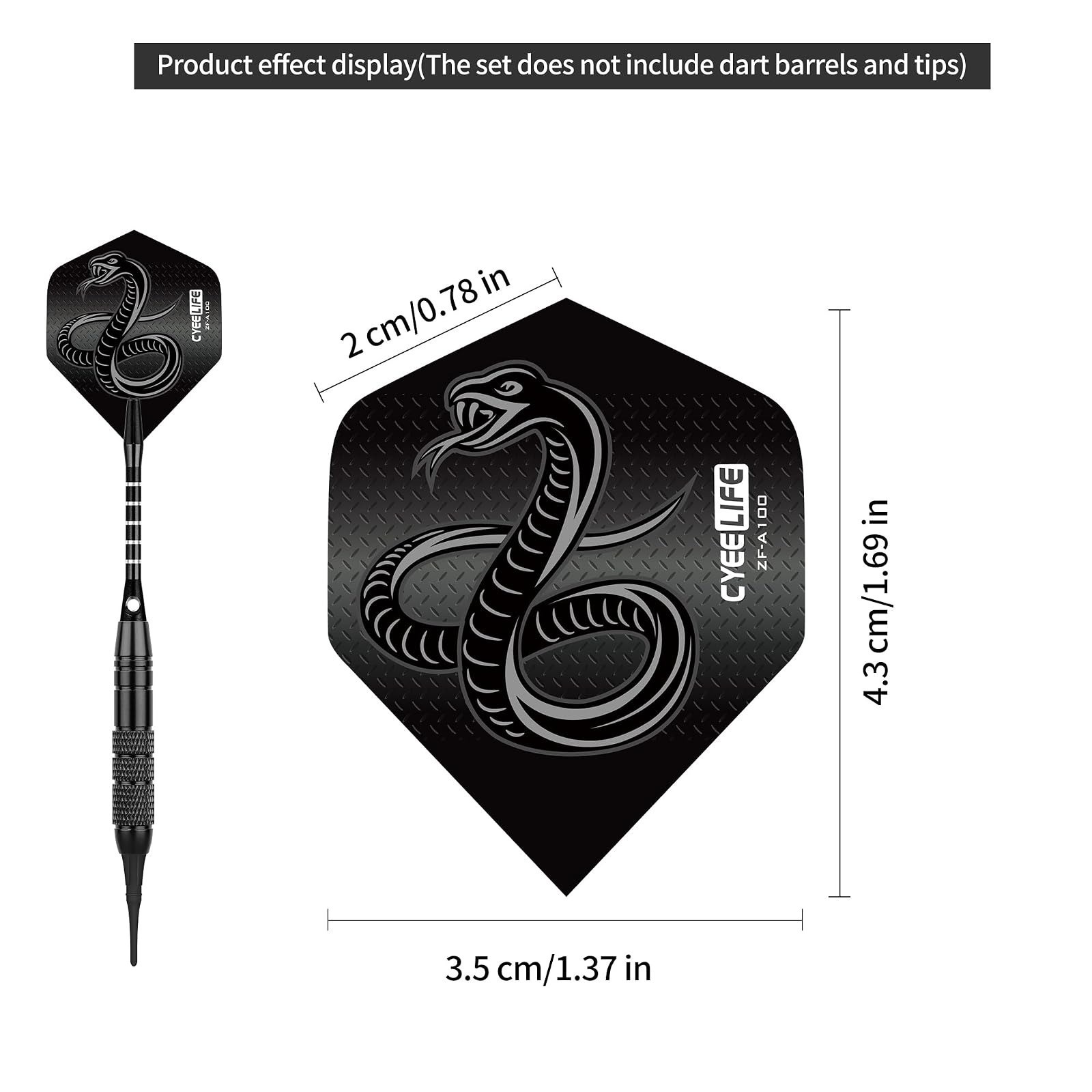 CyeeLife Standard Dart Flights 90 Pcs Durable PET Replacement Wings