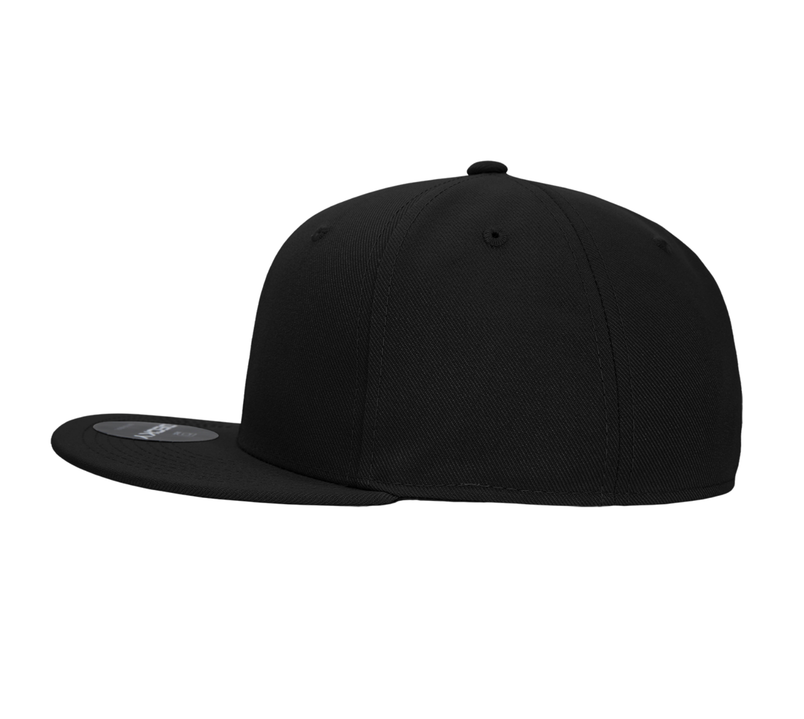 Black Fitted Flat Bill Plain Solid Blank Baseball Ball Cap Caps Hat Hats 9 SIZES