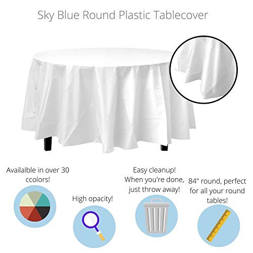 12-Pack Premium Plastic Tablecloth 84in. Round Table Cover - 84-Inch Round White