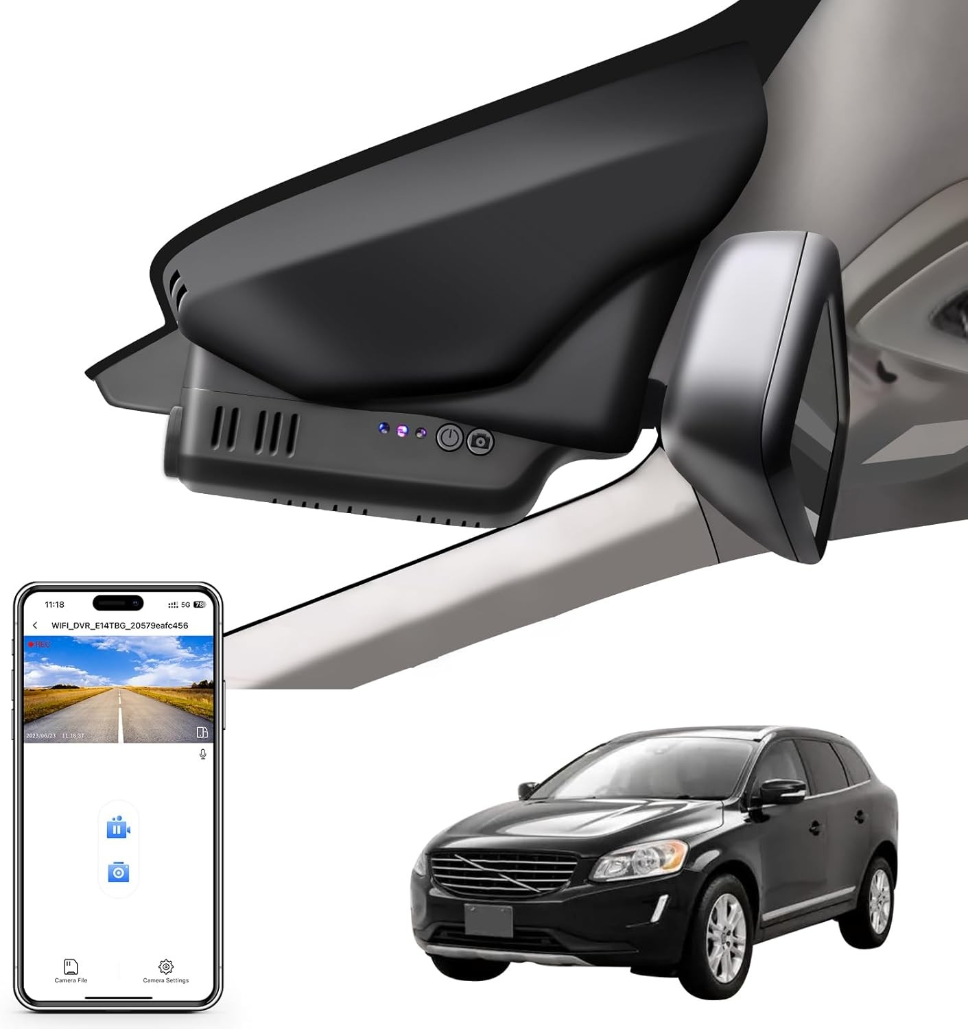 Mangoal Front 4K & Rear 1080P Dash Cam for Volvo XC60 2013-2026 GPS WiFi App