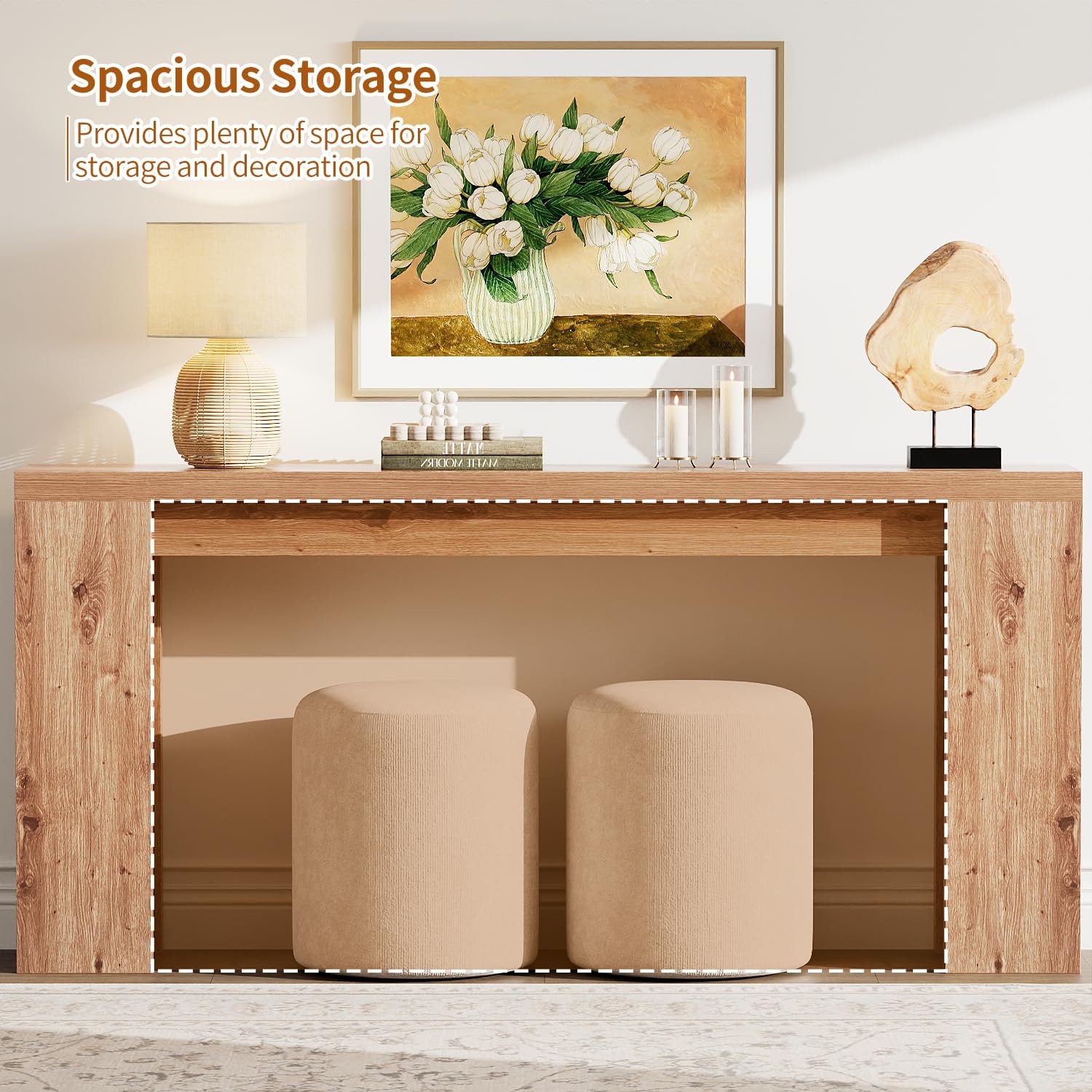 70.9 Inch Extra Long Console Table, Farmhouse Entryway Table with Thickened B...