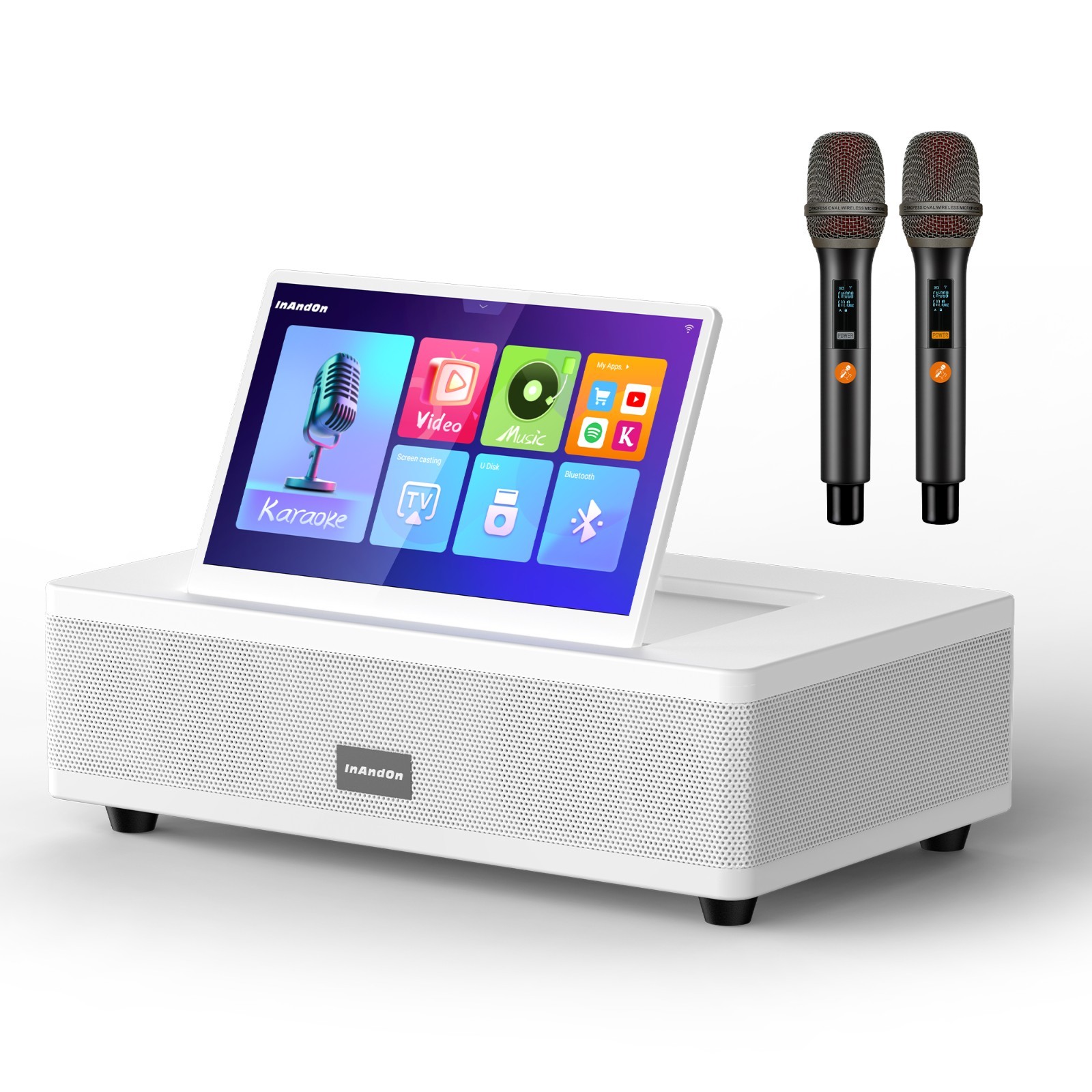 InAndOn M6 Home Karaoke Machine : Touchscreen + UHF Mics + Mixer + Amp + Speaker