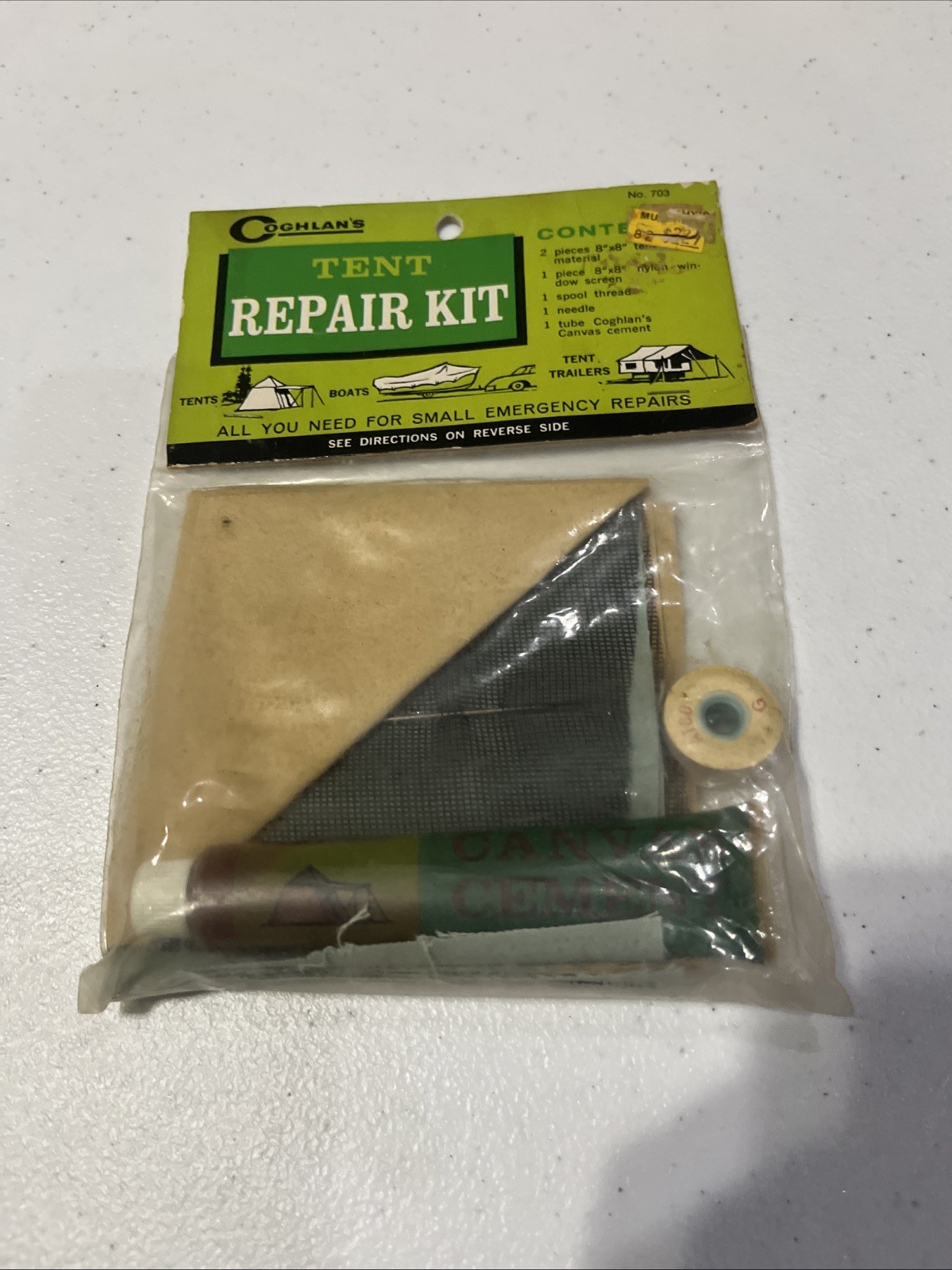 Vintage 1972 Coghlan's Tents Boats Trailers Repair Kit Damaged  New Old Stock