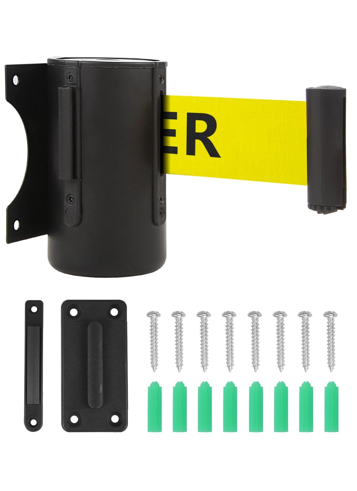 Wall Mount Retractable Barrier Belt, 16 Ft Crowd Control Retractable Belt with S