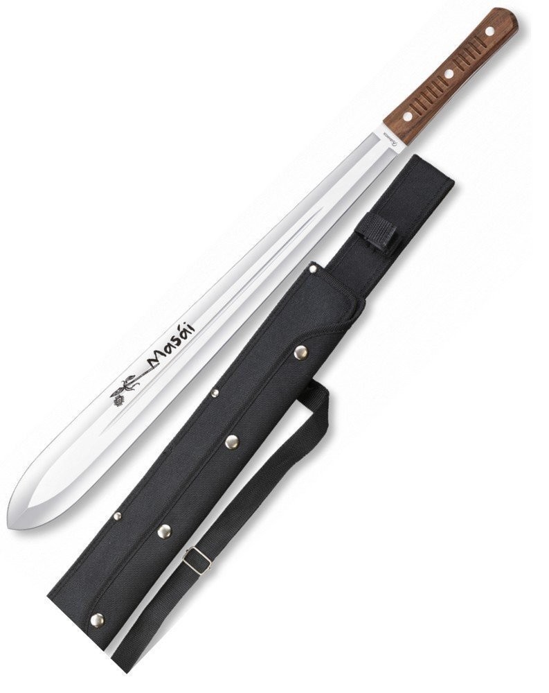 Albainox Masai Fixed Machete Stainless Steel Full Blade Brown Wood Handle 32536