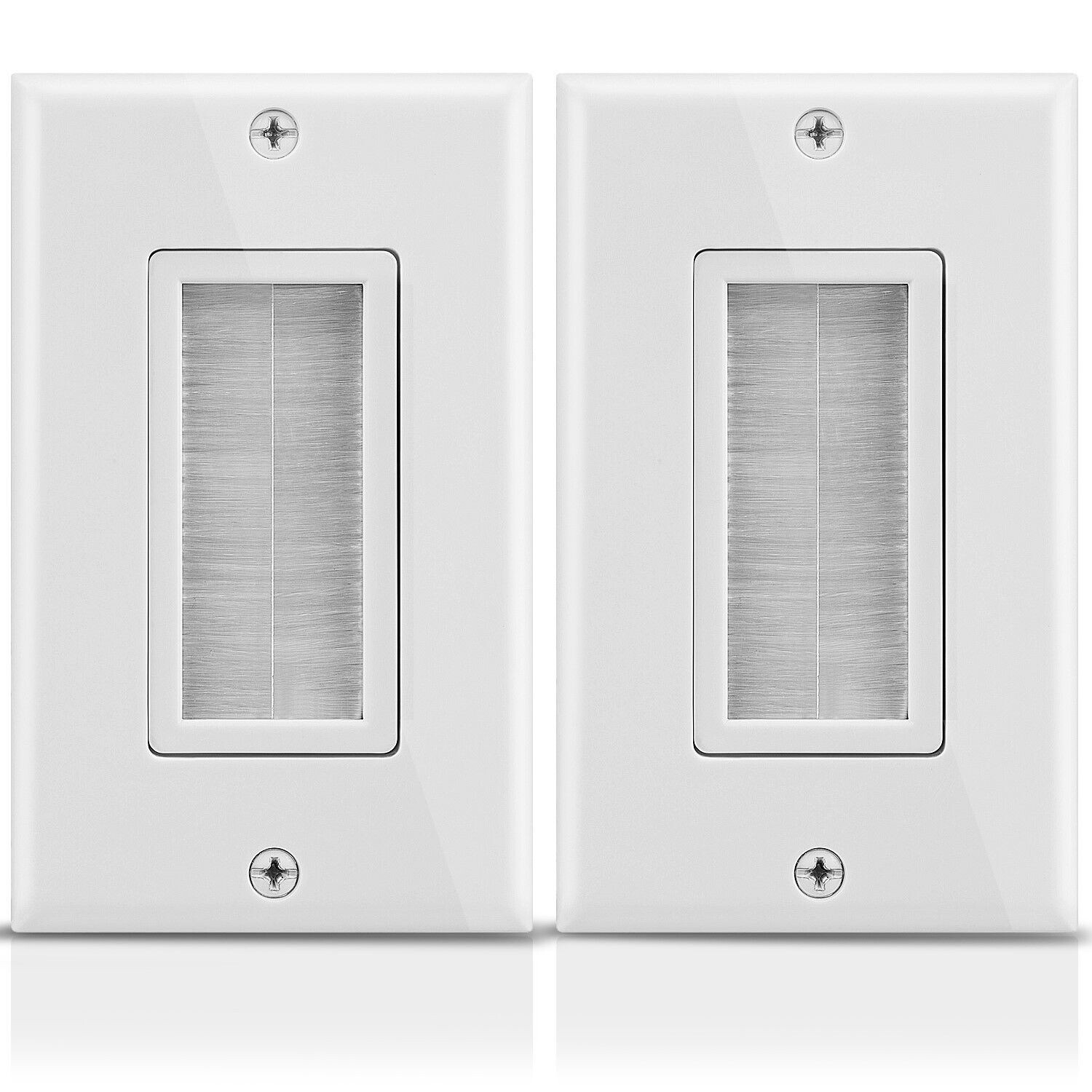 Fosmon 2x Single 1 Gang Brush Organize Bulk Wire Cable Wall Plate Include Screws
