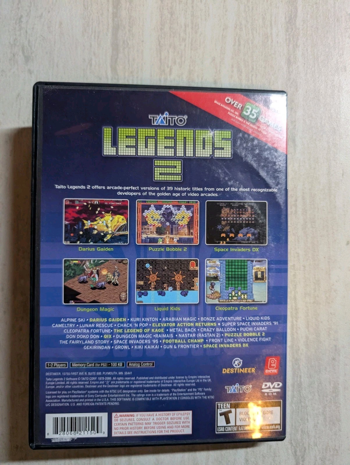 NO GAME Taito Legends 2 PlayStation 2 Case PS2