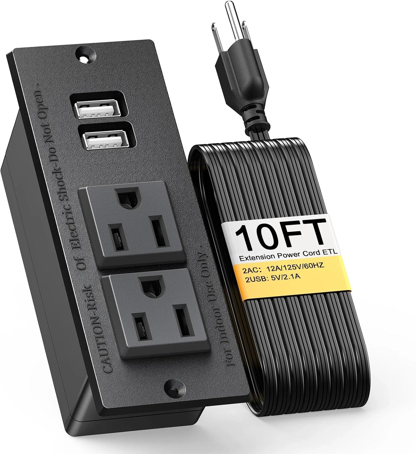 Recessed Power Strip Outlet Desktop Power Grommet Furniture Flush Mount Desk Out