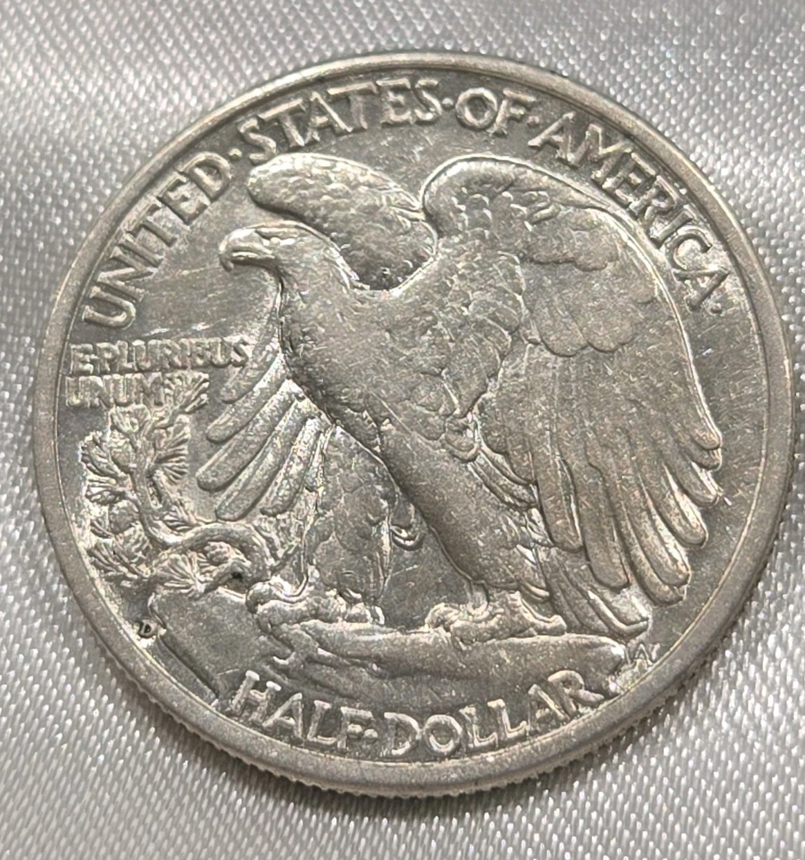 1937 D WALKING LIBERTY HALF DOLLAR AU+