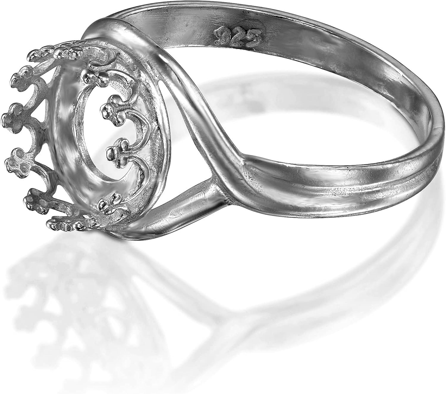 2 Pcs 925 Sterling Silver Ring Settings - 8Mm round Bezel Setting Size 5 - Makin