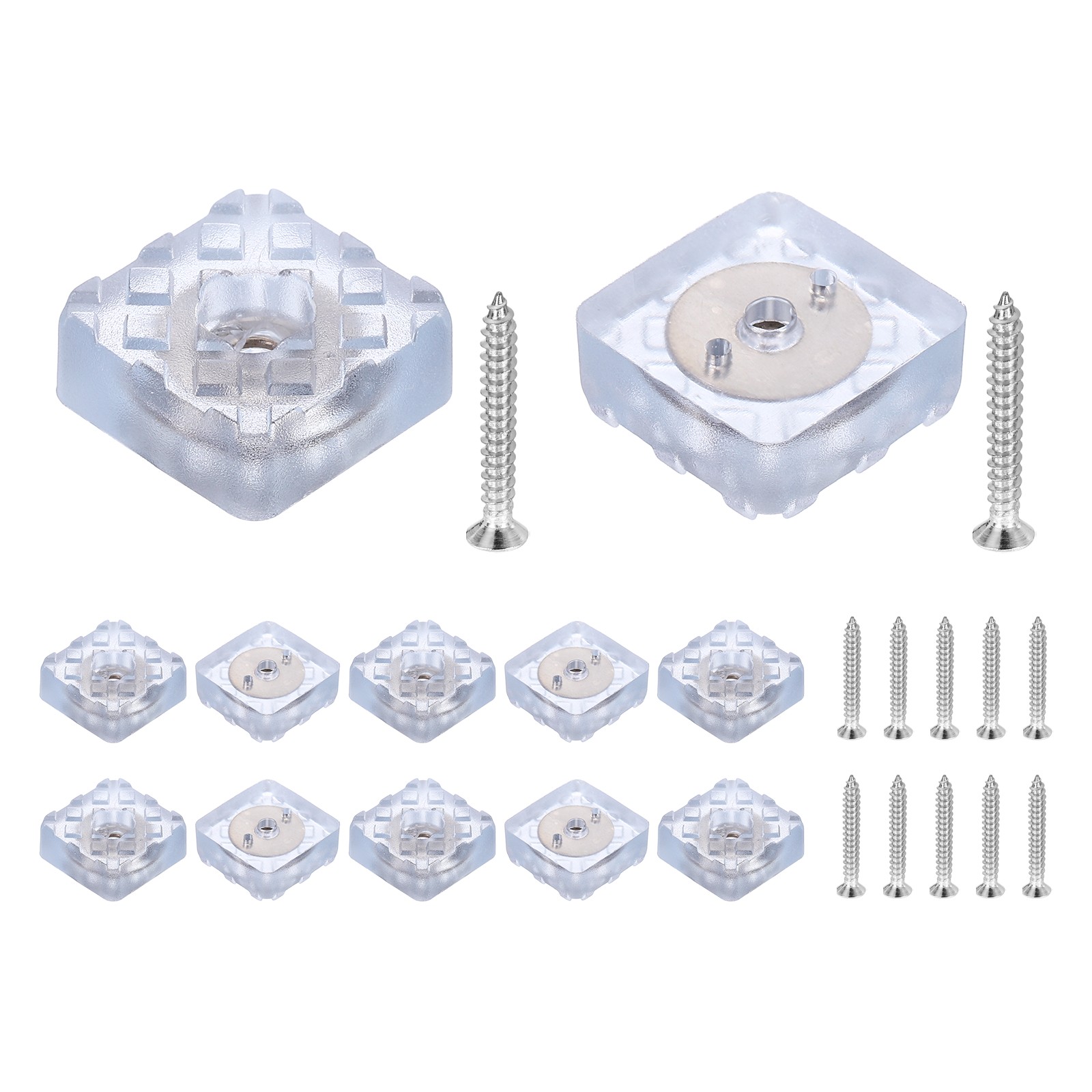 12Pcs Furniture Pads, 0.87" W x 0.35" H Square Non Slip Feet with Screw, Clear