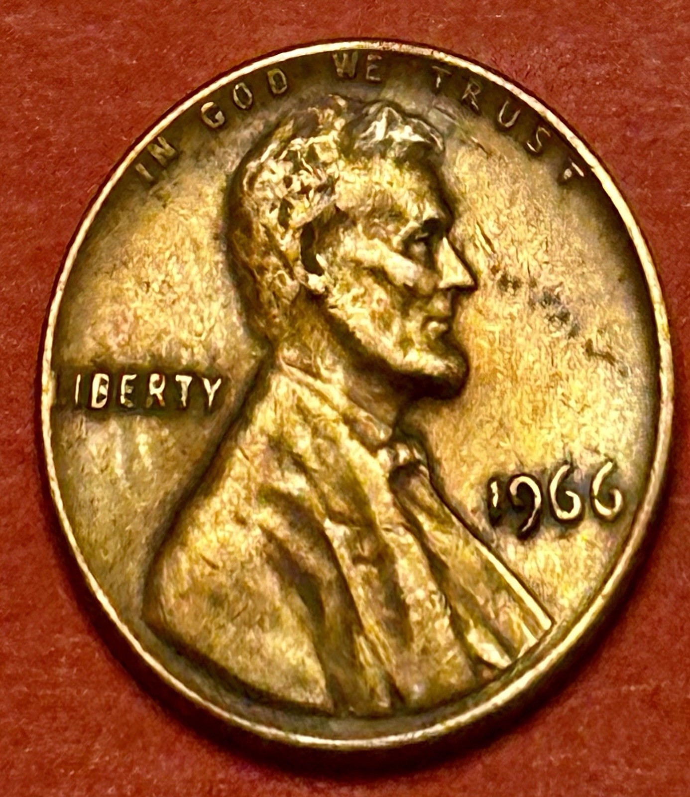 1966 No Mint Mark(P) Lincoln Memorial Penny VF/XF Nice  Toned#122A