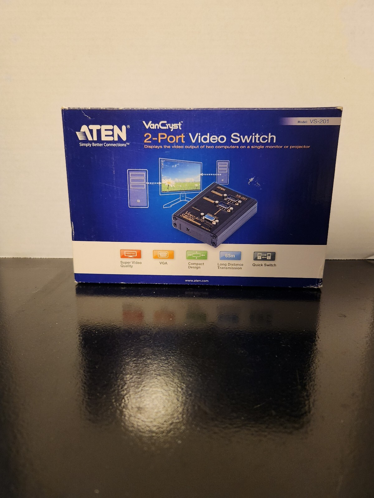 ATEN - VS-201 - 2 to 1 Video Switch, 2 Port Video Auto Switch 100Mhz Bandwidth