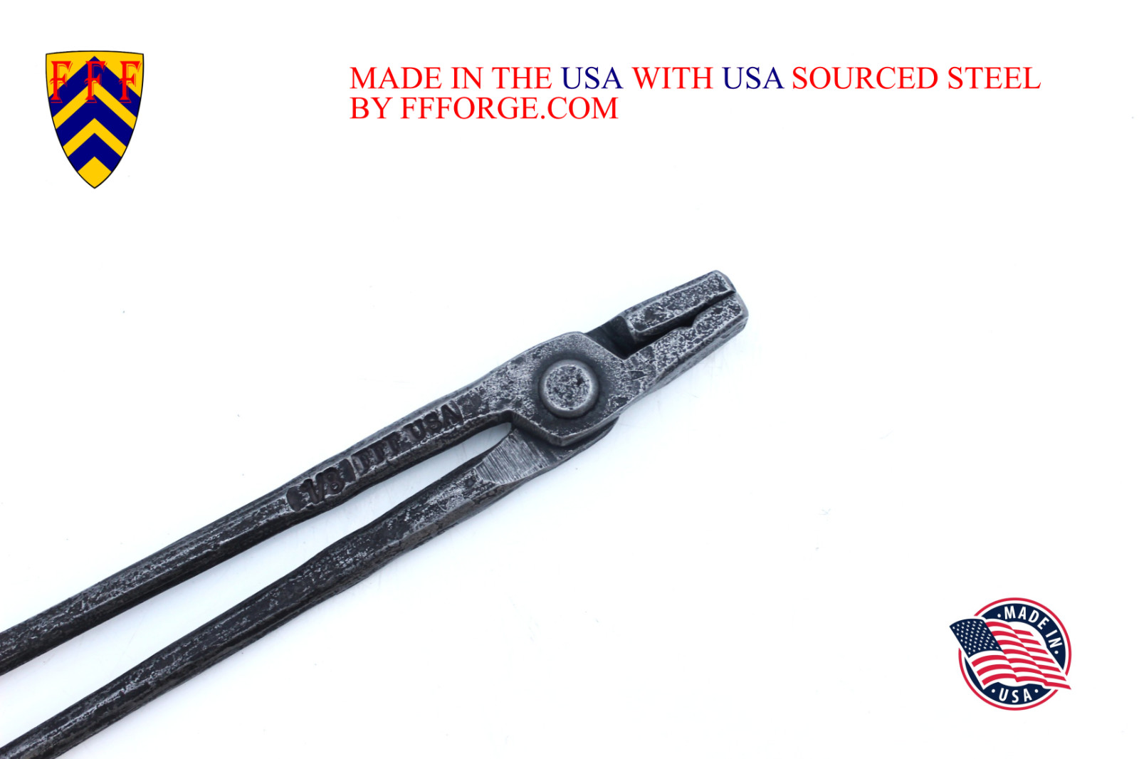 Fiery Furnace Blacksmith - 1/8-Inch Flat Jaw Tongs - MADE IN THE USA
