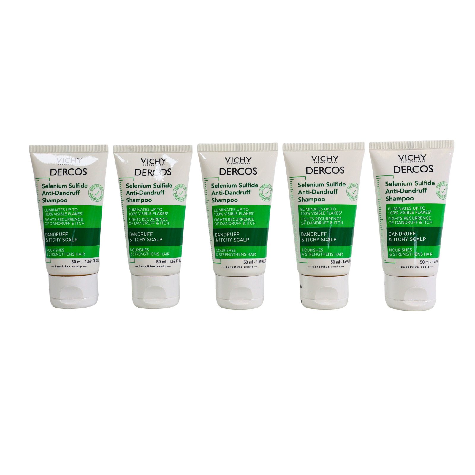 5 PACK Vichy Dercos Selenium Anti-Dandruff Shampoo for Itchy Scalp 1.69oz Each