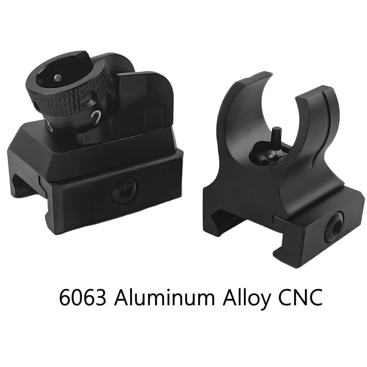 T actical Aluminum Low Profile Front &Rear Sight Set For Picatinny Diopter Scope