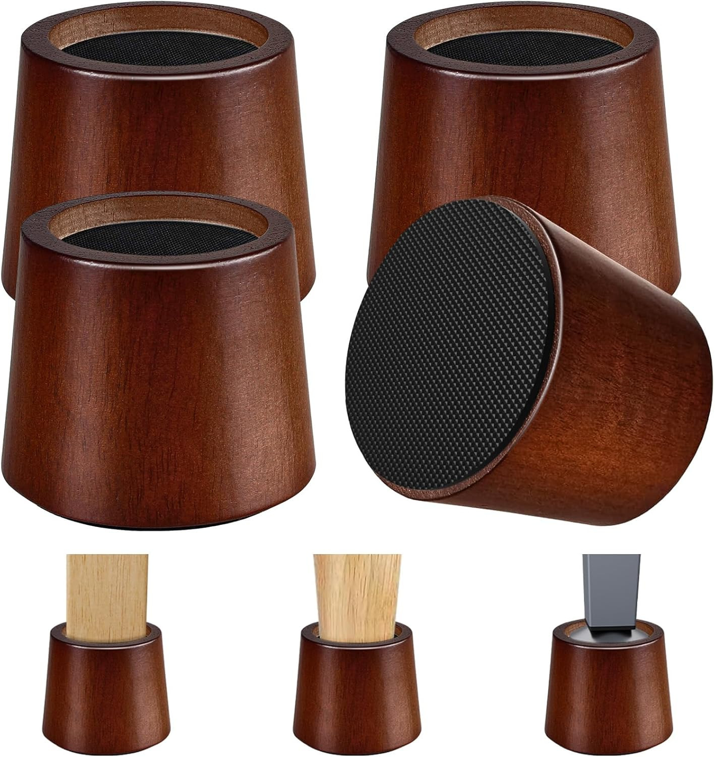 Wooden Furniture Bed Risers - 3 Inch Circle Heavy Duty Furniture Height Extender