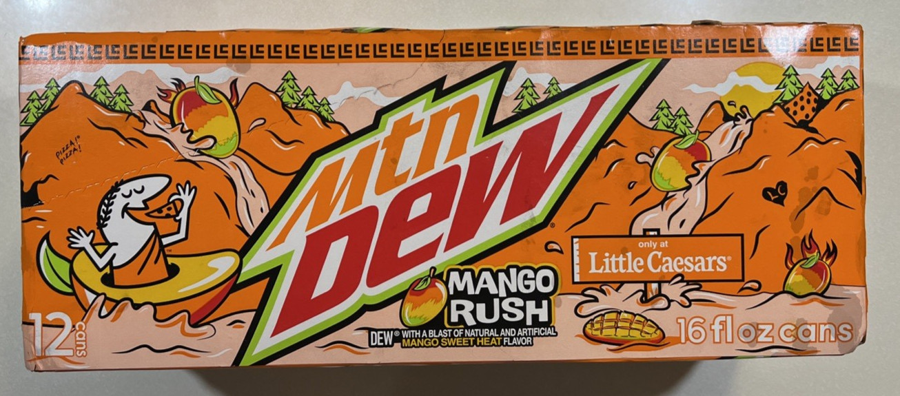 NEW 2025 Mountain Dew Mango Rush Little Caesars 12pk  16oz Cans Limited Edition