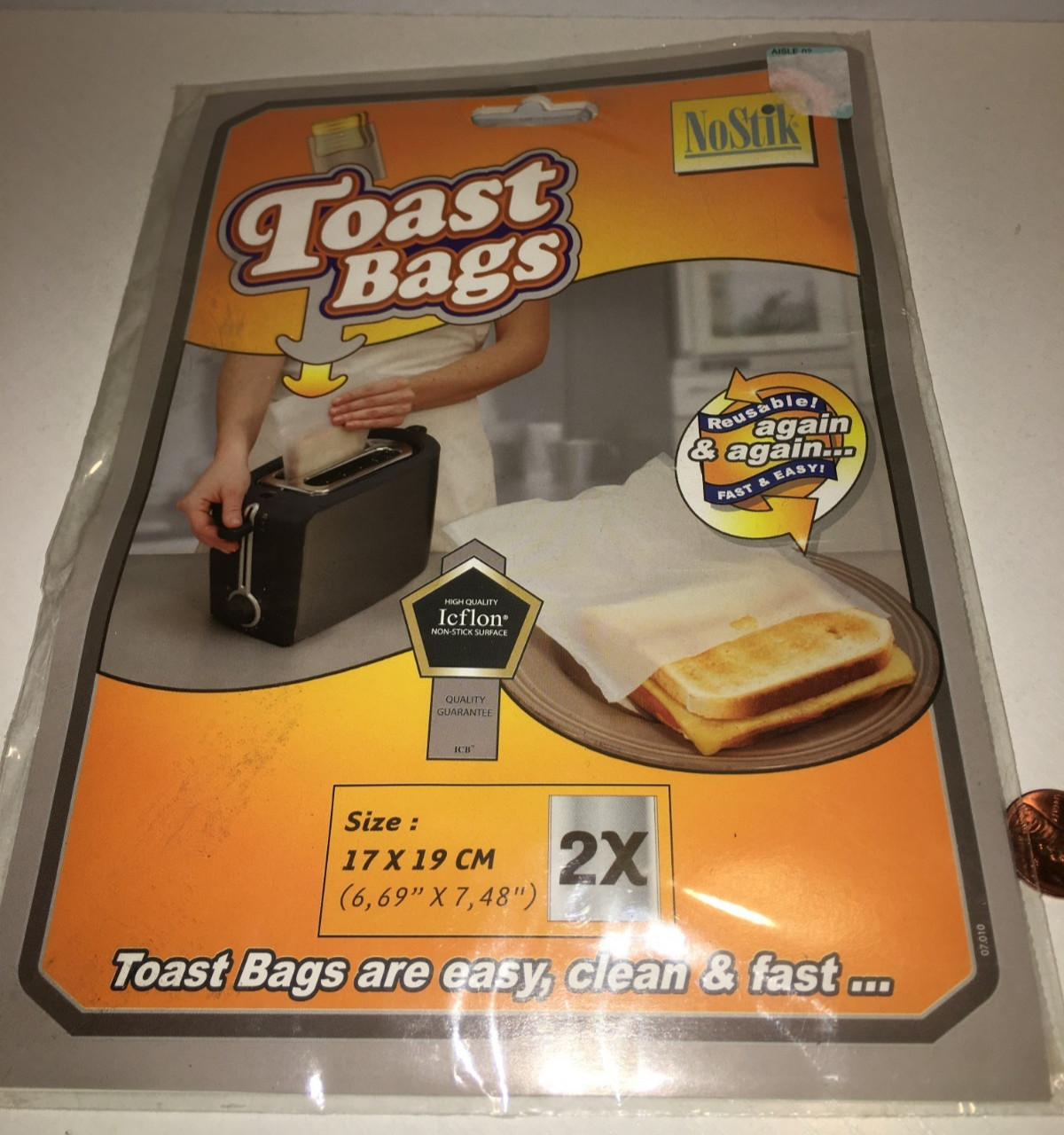 2X Toast bags Grilled Cheese Made Easy In Your Toaster REUSABLE NO STIK 7X8