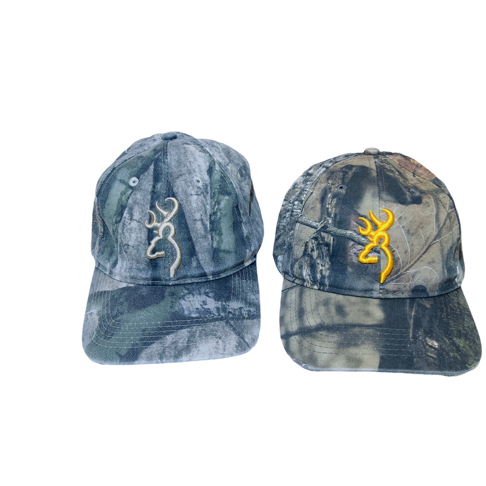 Lot of 2 Hats Mens Camouflage Browning Caps Adjustable Back Hunting Fishing