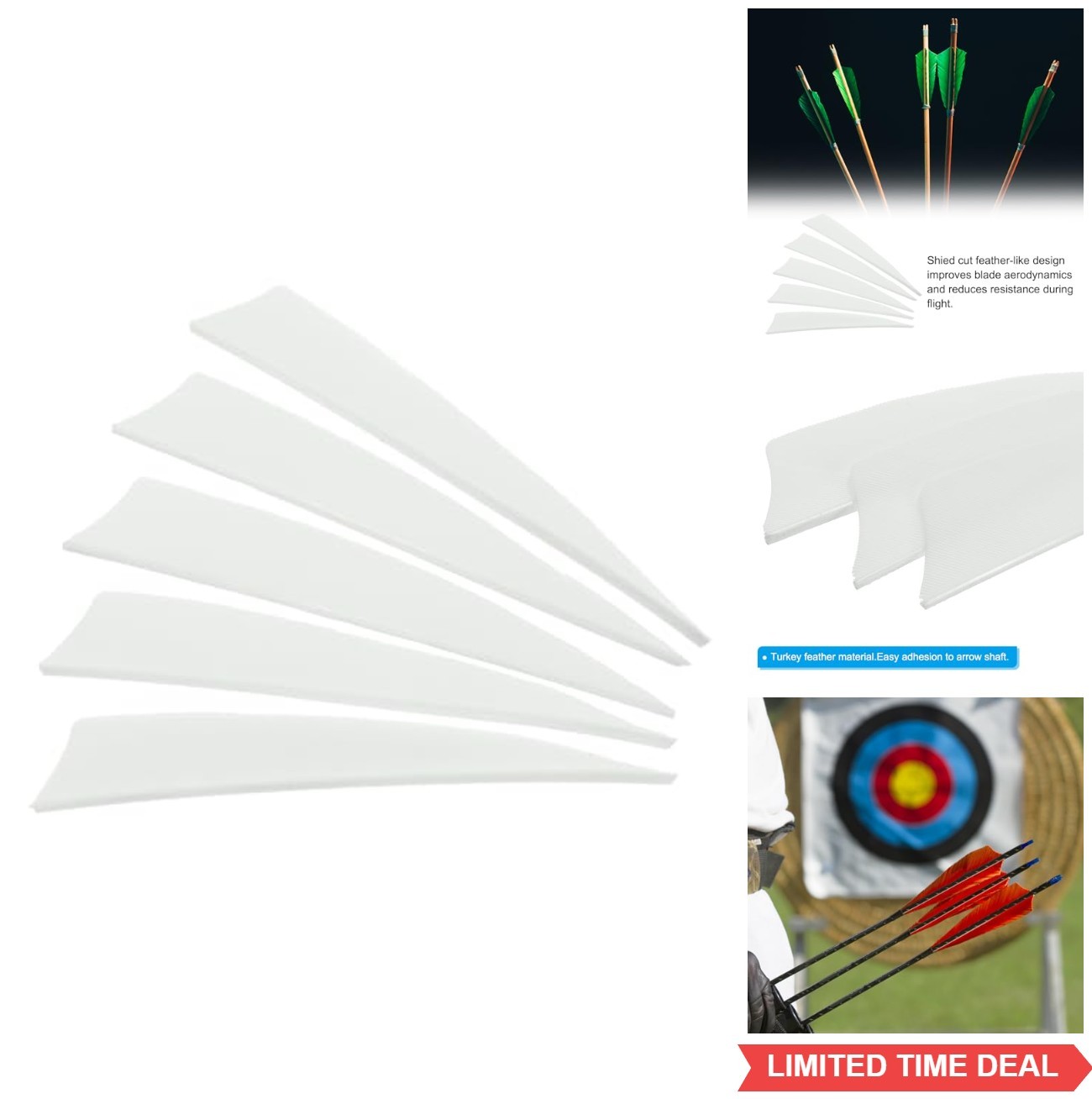 Arrow Vanes 4 Inch Turkey Feathers White 50 Pack Left Wing DIY Target Shooting