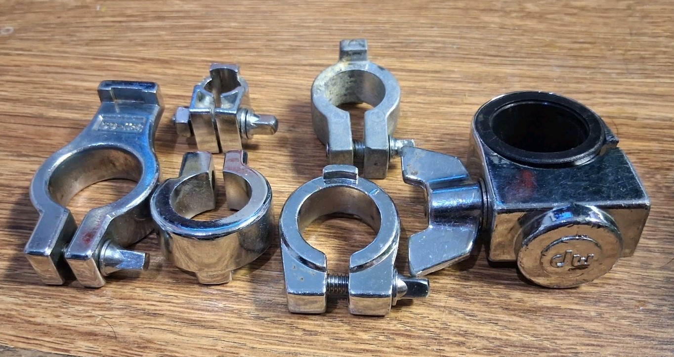 Lot Of 6 Vintage Drum Hardware Memory Locks for Tom Holders, Stands & Mounts