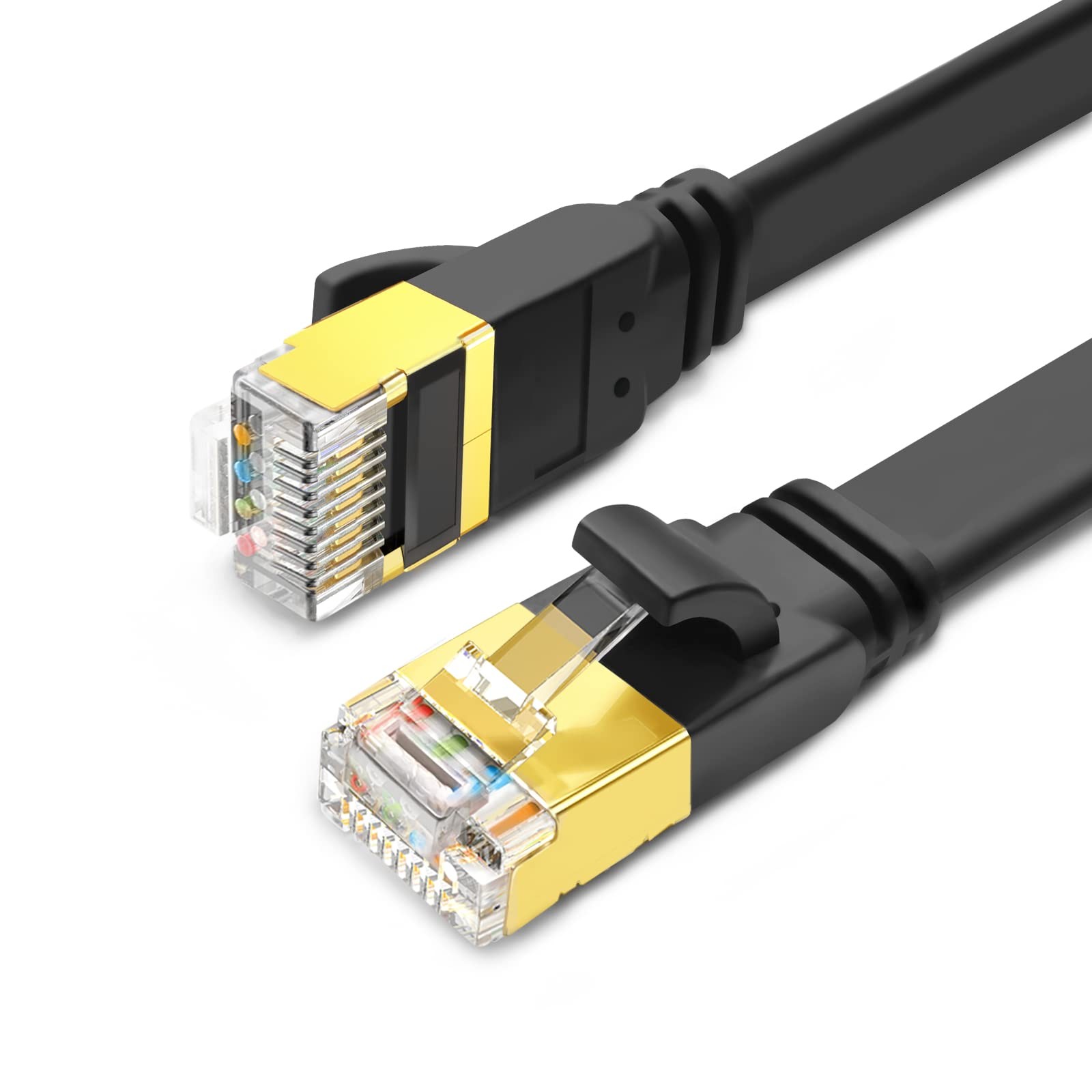 CAT8 Ethernet Cable 20FT/6m Black High Speed 40Gbps 2000MHz SFTP Flat LAN