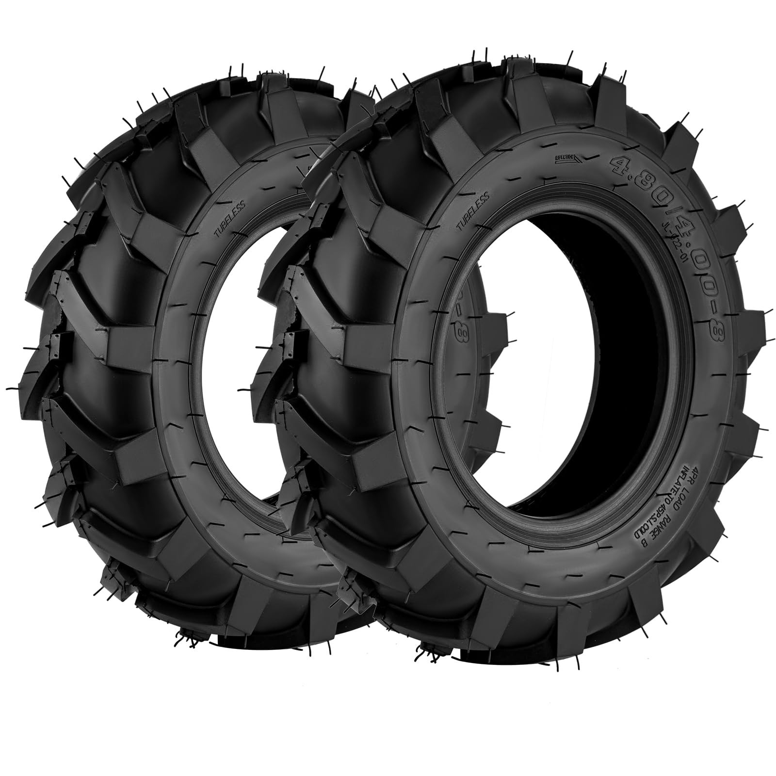 4.80/4.00-8 Tubeless Lawn Tires, 2 Pack | Tubeless turf tires for tillers, tr...