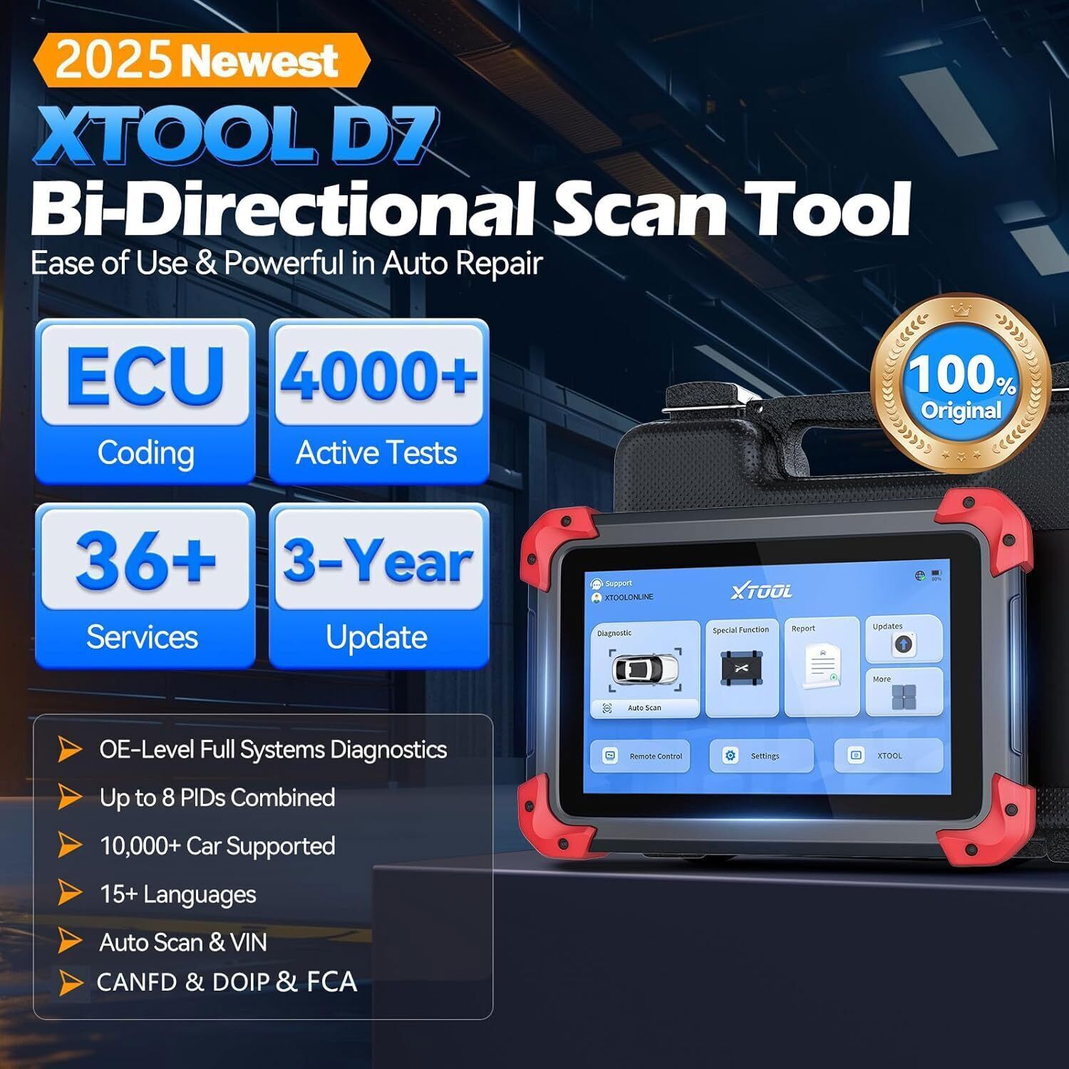 USED XTOOL D7 V2.0 Bidirectional Full System OBD2 Car Diagnostic Scanner Tool