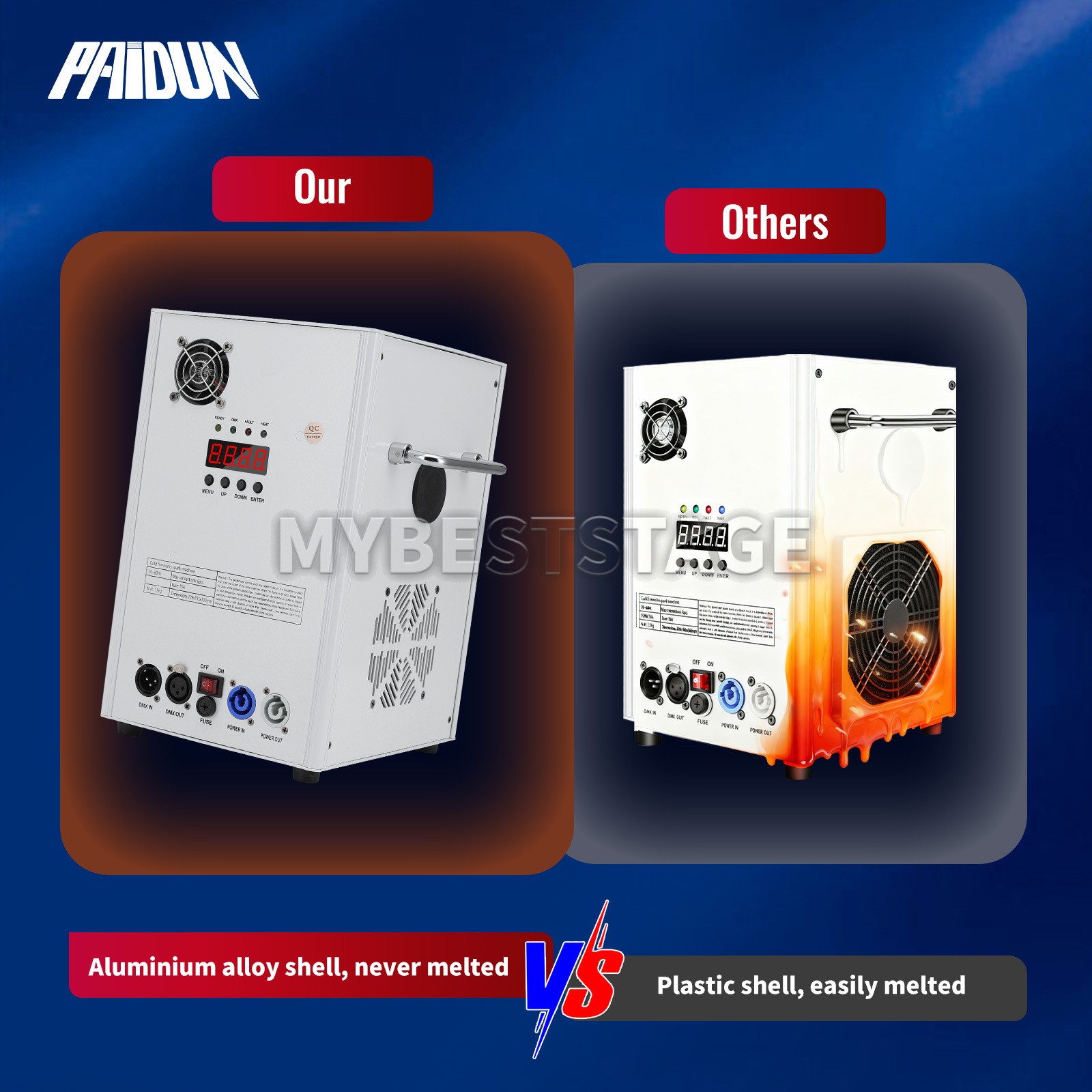 PAIDUN 2PCS Large Cold Spark Machine 850W DMX Firework Stage Effect Flight Case