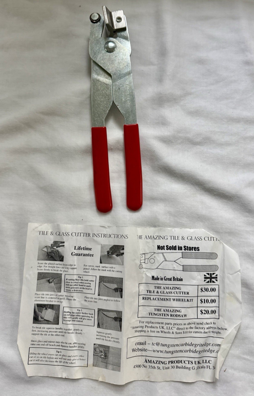 New Manual Plier Cutting Glass Tile Ceramic Cutter Tool Pliers -Great Britain