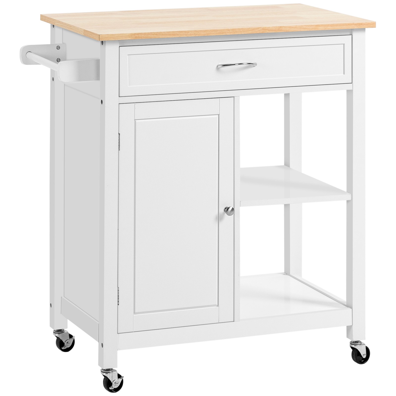 Kitchen Island Cart, Rolling Kitchen Island with Storage, Solid Wood Top, Draw